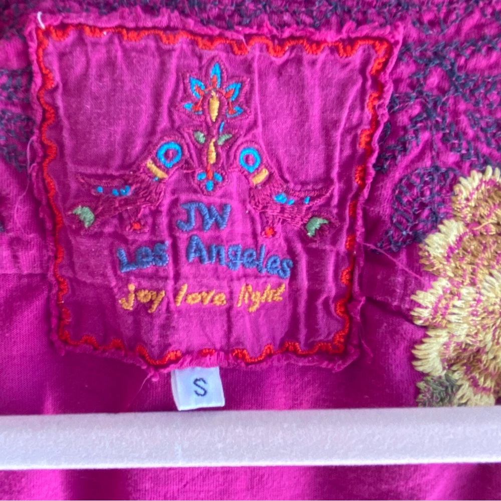 Johnny Was Magenta Floral Embroidered Tee - Picture 5 of 7